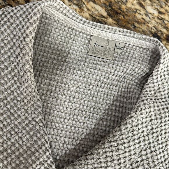 Focus Vintage 90s Sleeveless Cotton Textured Waffle Knit Vest In Beige Size L - Picture 4 of 7